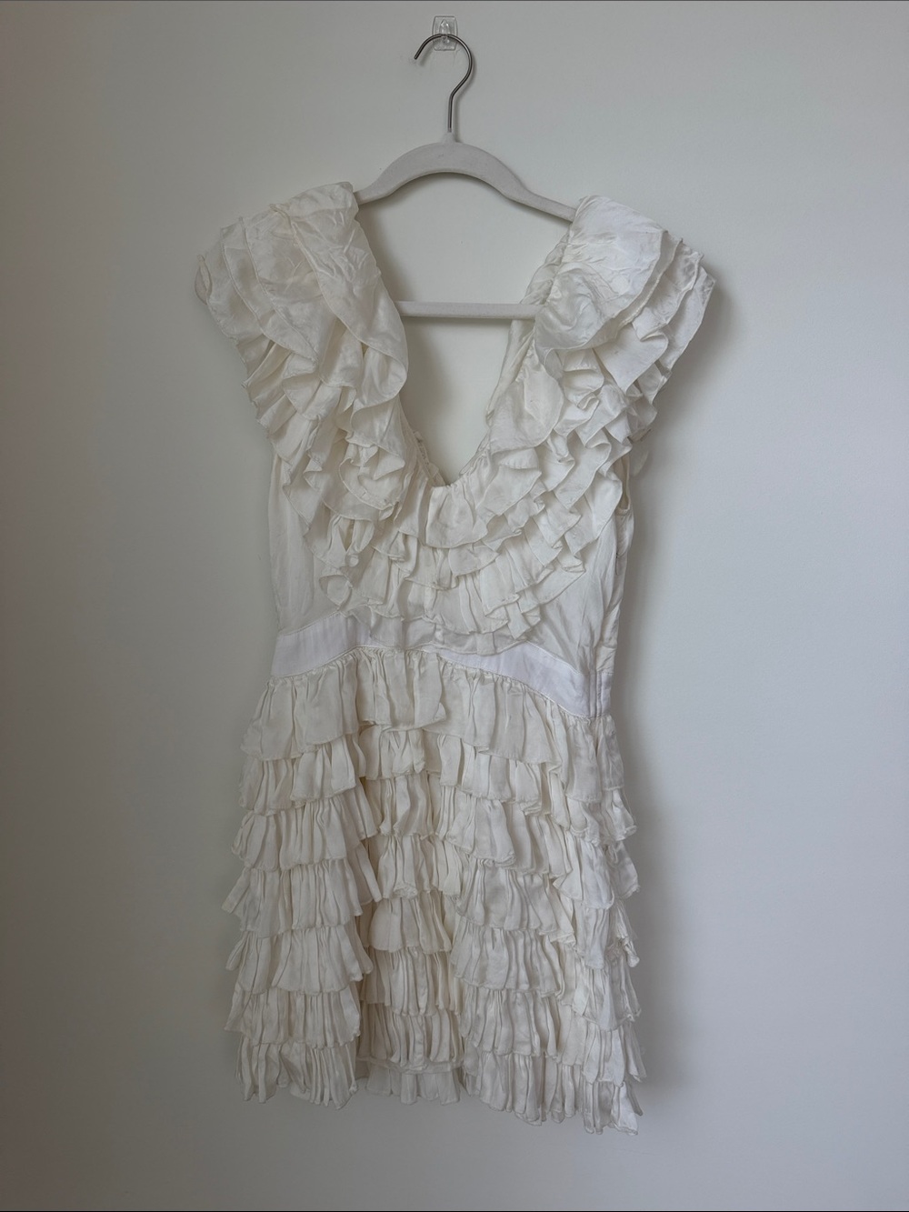 MAJORELLE Cream Ruffle Mini Dress